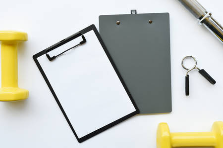 empty paper and accessory isolated on white background