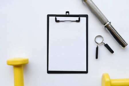 empty paper and accessory isolated on white backgroundの写真素材