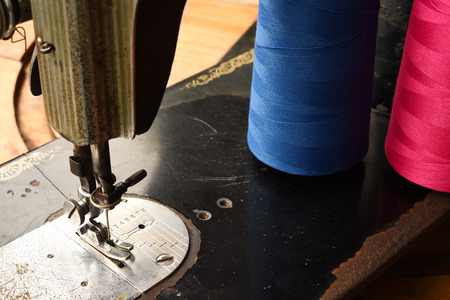 Close up of vintage sewing machine for background