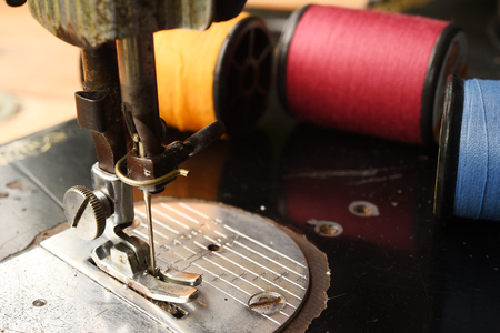 Close up of vintage sewing machine for backgroundの写真素材