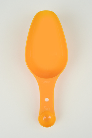 close up of plastic spoons for backgroundの写真素材