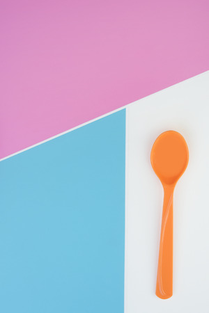 close up of plastic spoons for backgroundの写真素材