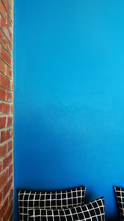 Interior with blue wall for background