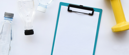 empty paper and accessory isolated on white backgroundの写真素材