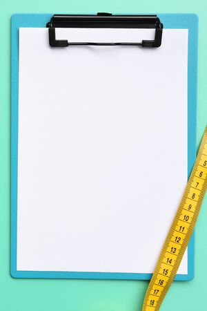 empty paper and measuring tape for backgroundの写真素材