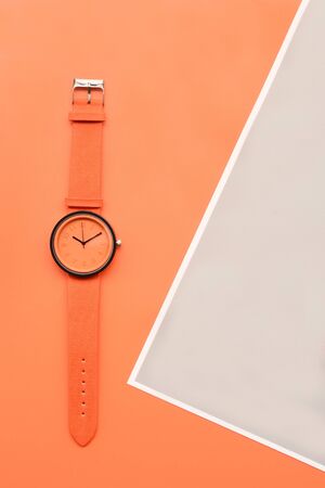 close up of orange wrist watches for backgroundの写真素材