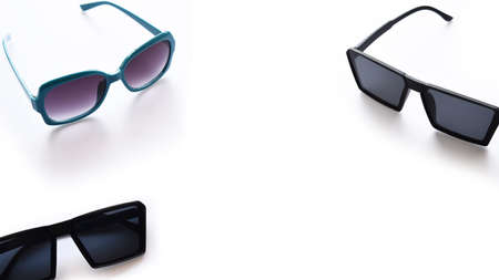 Modern fashionable sunglasses isolated on white background