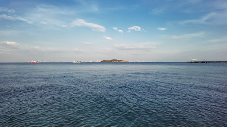tropical beach and blue sky in natureの写真素材