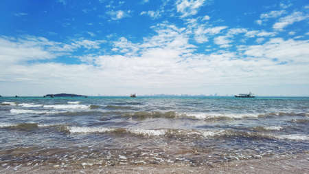 tropical beach and blue sky in natureの写真素材