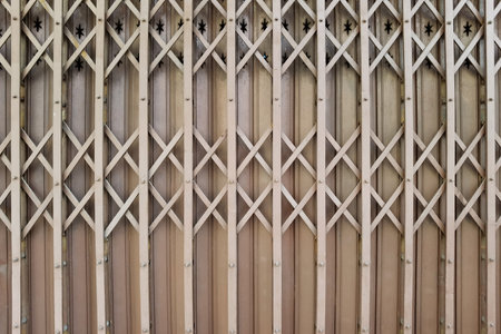 old style of closed steel doorの写真素材