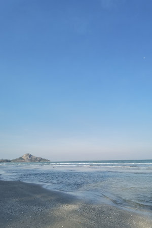 tropical beach and blue sky in natureの写真素材