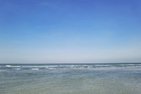 tropical beach and blue sky in natureの写真素材
