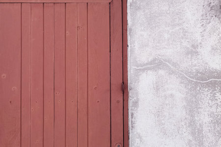 close up of wood door vintage in concrete wallの写真素材