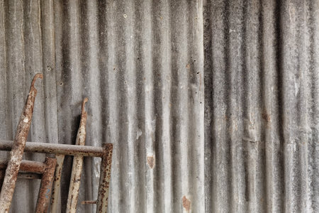 Old zinc surface background or the tin roof background with the rustの写真素材