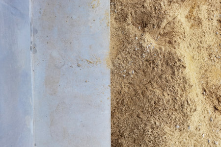 Close up of sand for construction. piles of sand on a construction site.の写真素材