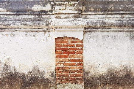 brick wall with cement wall texture for backgroundの写真素材