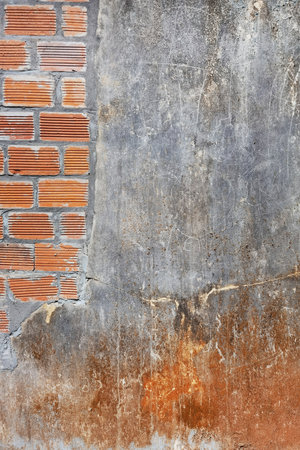 brick wall with cement wall texture for backgroundの写真素材