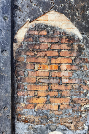 brick wall with cement wall texture for backgroundの写真素材