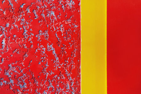 Concrete wall yellow and red color for backgroundの写真素材