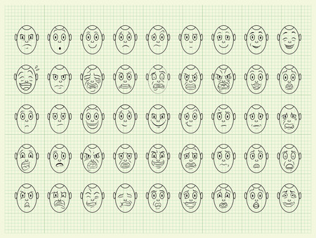 collection of vector  emotion face on graph paper.のイラスト素材