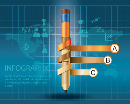 infographic Template with pencil   concept vector illustrationのイラスト素材