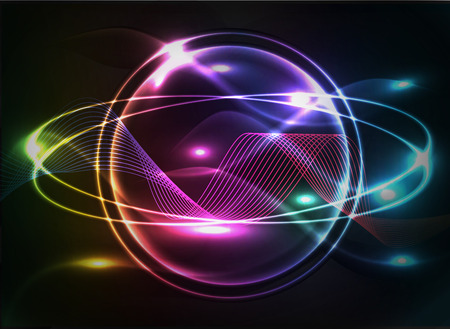 Glowing abstract background with bubbles, vector illustrationのイラスト素材