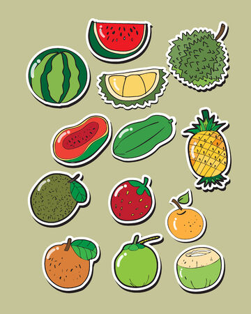 vector of fruit sticker.のイラスト素材