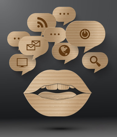 Abstract cardboard design of bubble speech with lip.のイラスト素材