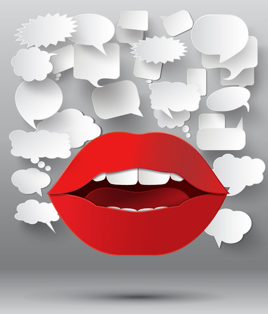 Abstract 3D Geometrical Design of bubble speech and lip.のイラスト素材