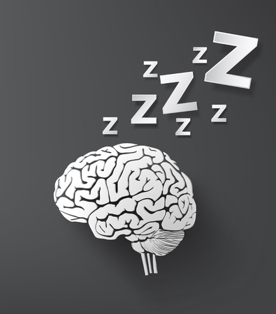 vector of sleep concept with brain. info graphic paper cut style.のイラスト素材