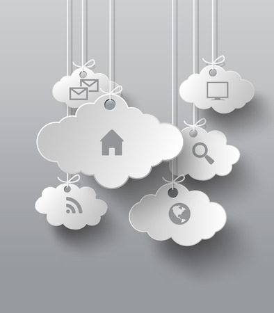 Vector  graphics with cloud of application iconsのイラスト素材