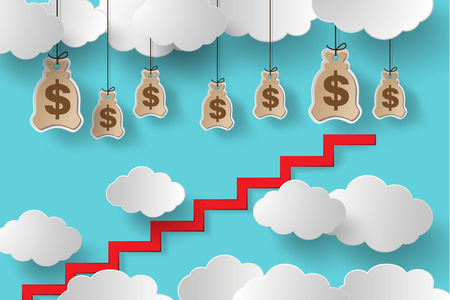 Conceptual vector illustration.Climb the stairs to make moneyのイラスト素材