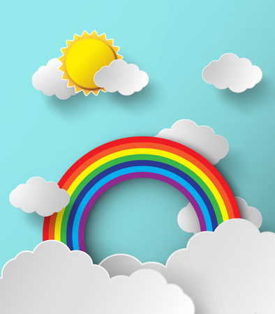 Abstract paper rainbow on sky.のイラスト素材