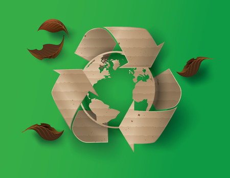 Recycle symbol or sign of conservation . Vector symbol paper cut styleのイラスト素材