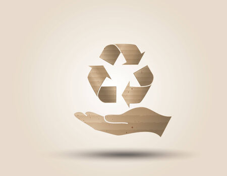 Recycle symbol or sign of conservation . Vector symbol paper cut styleのイラスト素材