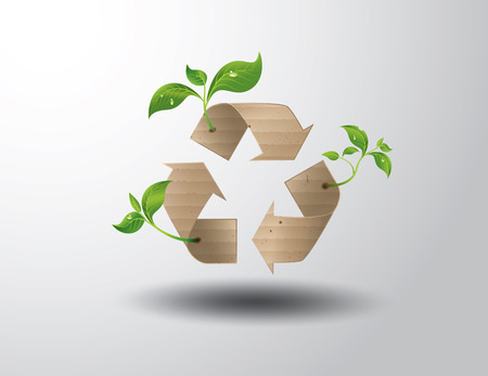 Recycle symbol or sign of conservation . Vector symbol paper cut styleのイラスト素材