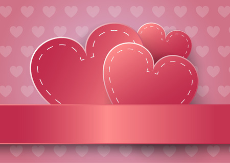 Heart Paper Sticker With Shadow Valentineのイラスト素材