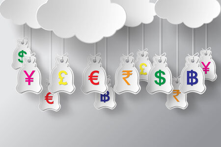 Vector illustration concept of money.paper cut style.のイラスト素材