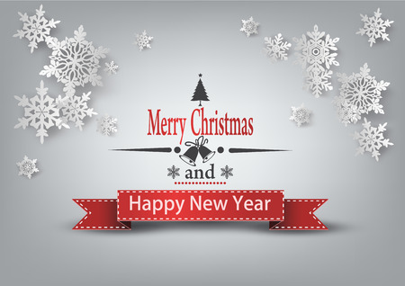 Christmas Greeting Card. Merry Christmas lettering, vector illustrationのイラスト素材