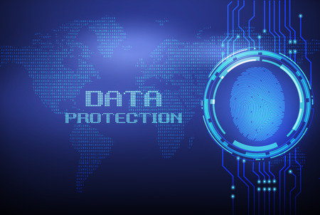 Security concept: fingerprint and data protection on digital screenのイラスト素材
