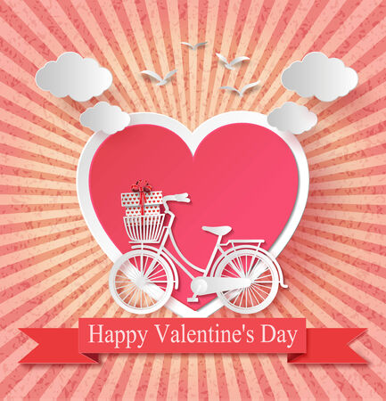 Vector illustration of Valentines day. Abstract paper 
hearts.のイラスト素材