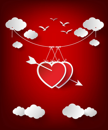 Vector illustration of Valentines day. Abstract paper 
hearts.のイラスト素材