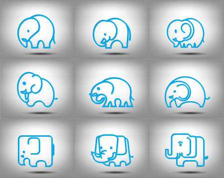 Elephants outlineのイラスト素材