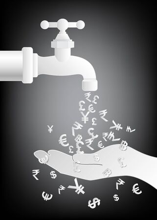 Vector illustration concept of money.paper cut style.のイラスト素材