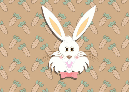 Greeting card with with white Easter rabbit. Funny bunny. Easter Bunny.のイラスト素材
