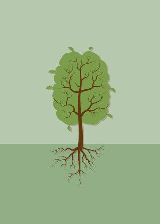 a brain growing in the shape of treeのイラスト素材