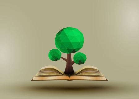 Conceptual polygonal tree on book.のイラスト素材