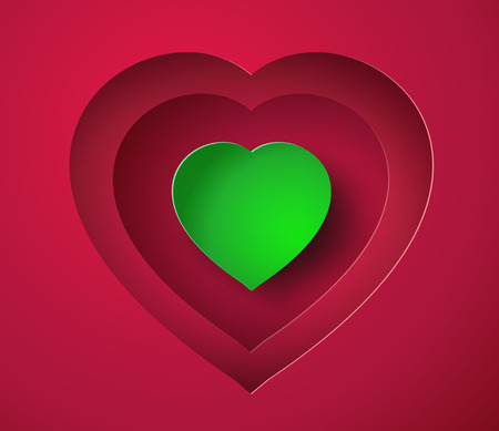 Valentine's day abstract background with cut paper heart. Vector illustrationのイラスト素材