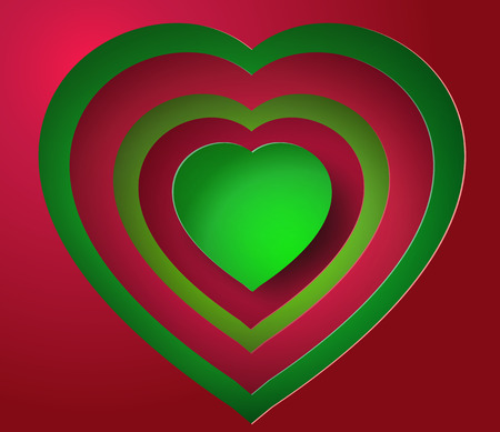 Valentine's day abstract background with cut paper heart. Vector illustrationのイラスト素材