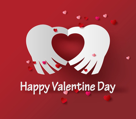 Vector illustration of Valentines day. Abstract paper 
hearts.のイラスト素材